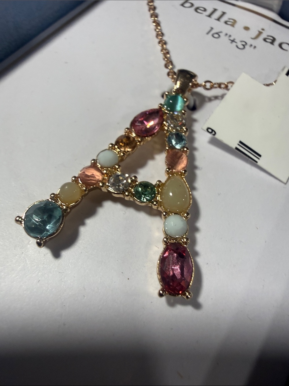 (New) Bella•Jack Rose Gold Multicolor Initial ( A ) Pendant Necklace - Jewelry